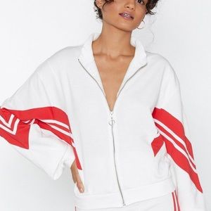 Nasty gal white zip up sweater